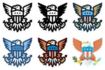 american bald eagle wear shield usa great seal symbol icon vector illustration