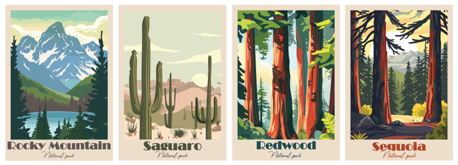 Collection Vintage National Park Posters National Park Art Prints, Nature Wall Art, and Mountain Print Travel Wall Art Living Room Bedroom Bathroom Decor.