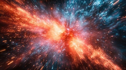 Abstract explosion, colorful, fast motion, space background, possible use in science fiction