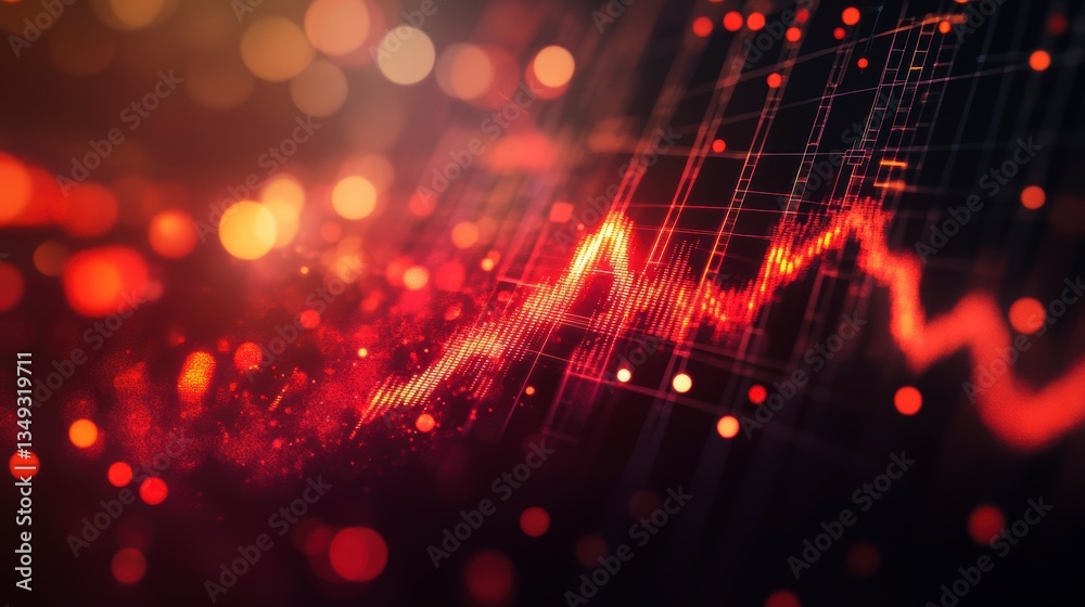 Aufkleber abstract red glowing graph depicting market fluctuations and data analysis.