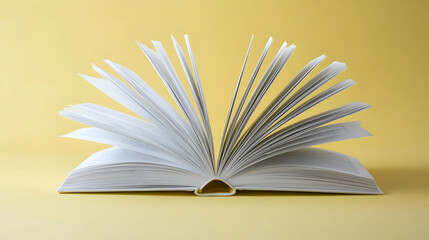 Fototapeta premium Open Book On Yellow Background