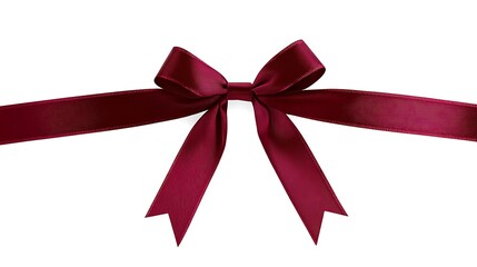 Burgundy ribbon bow isolated on white background for gift wrapping