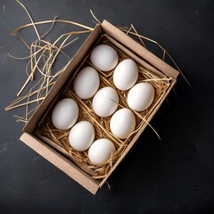 Raw eggs in a basket