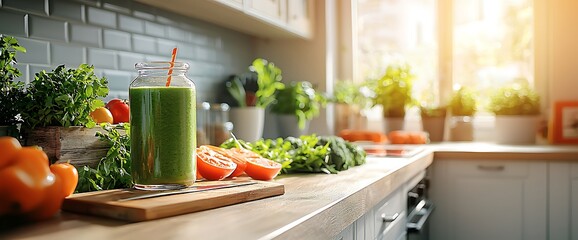 Green Smoothie Healthy Eating Kitchen Fresh Vegetables