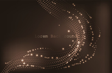 Abstract brown wave Geometrical Background Connection wave structure. Science background. Connecting dots and lines. Big data visualization and Business .mocha mousse Vector illustration