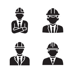 set collection construction builders engineers worker icon