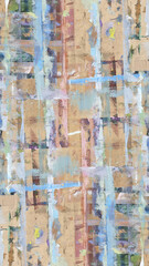 Abstract painting on craft wood paper with brushstrokes of different colors. Illustration for background