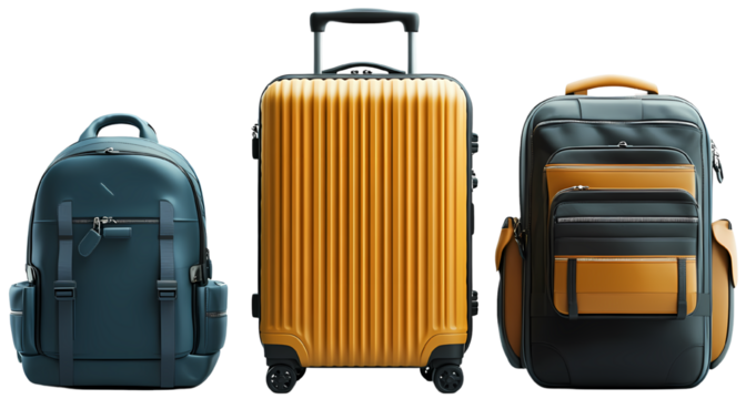 Luggage collection, white isolate background