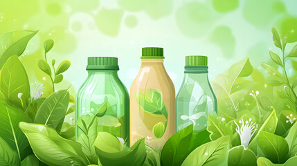 Colorful Green Product Background Cartoon Vector Illustration for Marketing Materials