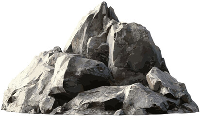 Vector mountains, rocks, shapes on transparent backgrounds png, abstract landscape, geometric hills, 3D stone elements, layered mountain silhouettes, nature clipart © aura studio