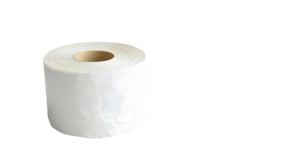 Roll of toilet paper used in the bathroom, classic toilet paper with a hard cardboard core in the center, household toilet paper.