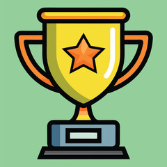 Golden Trophy Cup with Star Icon Illustration