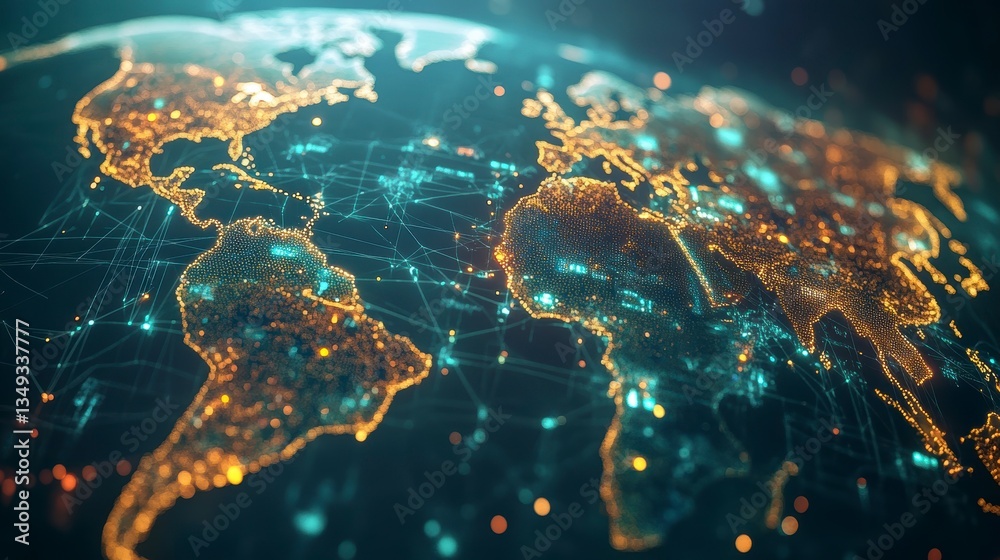 Poster Global network connections visualized on a glowing Earth.