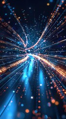 Naklejka premium Abstract digital tunnel speed motion city lights