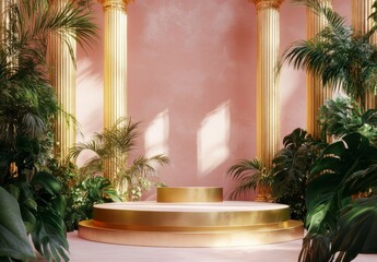 Golden Platform with Tropical Plants in a Classical Setting