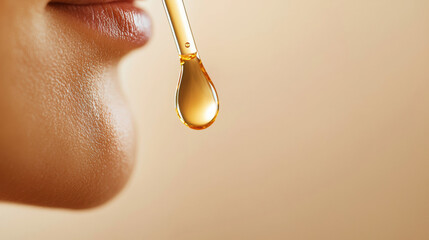Nourishing oil drop for skin care, highlighting anti aging treatment benefits, enhancing beauty and hydration