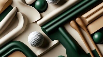 Elevated golf aesthetic with geometric shapes and refined color palette