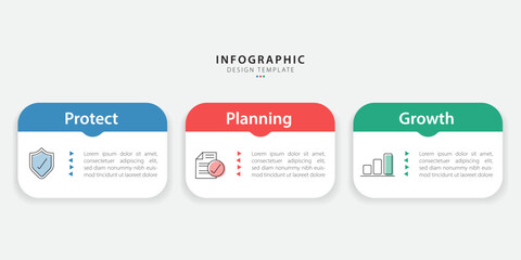 Business infographic template. 3 Step timeline journey. Process diagram, 3 options on white background, social media post, Infograph elements vector illustration.