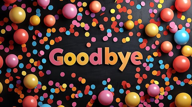 Colorful Confetti and Spheres Goodbye Image