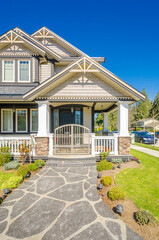 Two story luxury house with beautiful summer  landscape in Vancouver, Canada, North America. Day time on June 2024