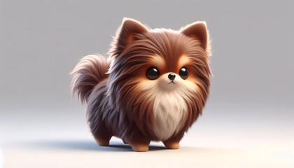 Fluffy Brown Dog with White Fur