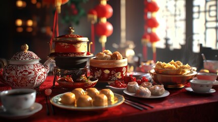 Naklejka premium A Luxurious Chinese New Year Feast