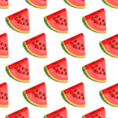 Vector Seamless Watermelon Pattern on White Background