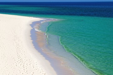 Breathtaking Aerial View White Sand Beach Turquoise Ocean, Clear Coastal Landscape Witness Pristine Shore Where Sand Meets Crystal Ocean With Its Subtle View Of Color, Perfect For Beach Escape