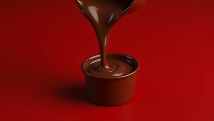 Smooth Melted Chocolate Pouring into a Cup