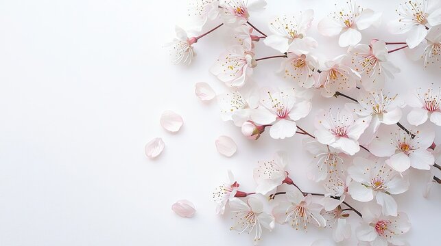 cherry blossoms on white background