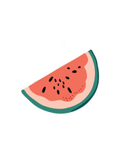 Watermelon slice in flat vector illustration