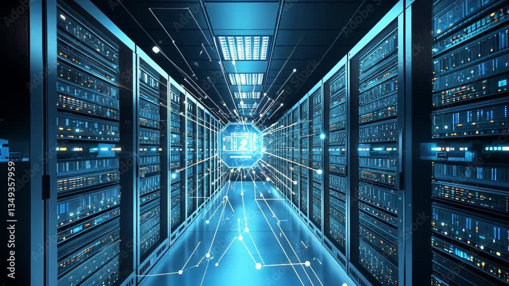 Poster connection network in a modern data center with active servers generative ai