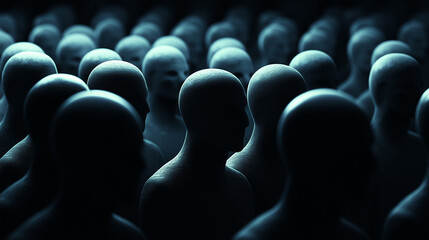 Obraz premium Conformity bias leads people to follow the majority, often sacrificing their own independent views, and in politics and alliances, it can shape public opinion to influence actions.