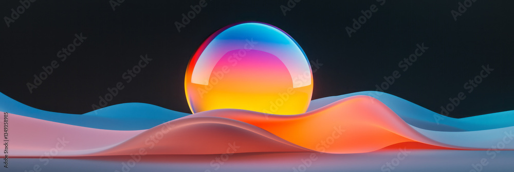 Aufkleber A surreal floating glossy sphere with an elegant color gradient reflecting soft ambient light, set