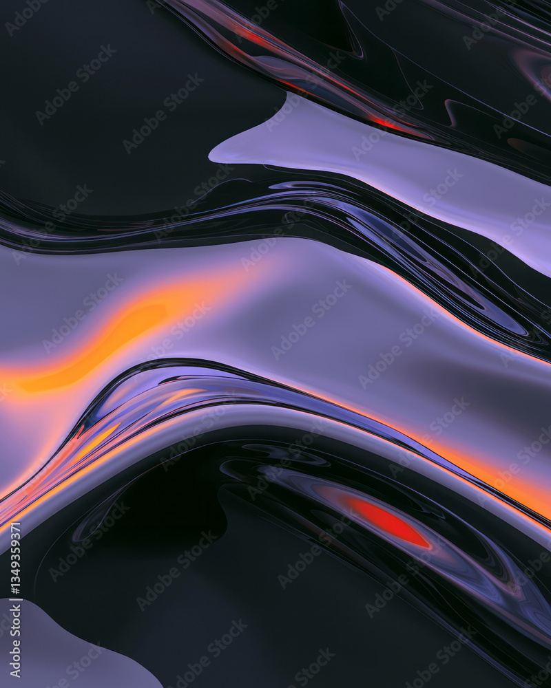 Aufkleber an elegant and modern minimalist black form, reflecting a smooth transition of metallic gradient