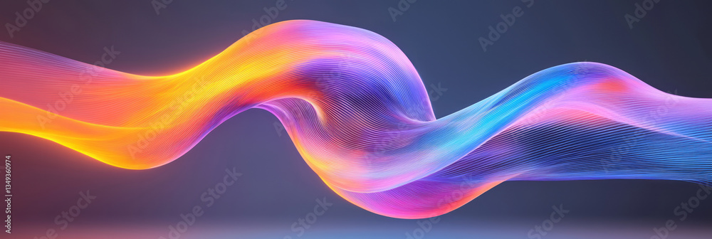 Aufkleber a hypnotic abstract piece of interwoven, neon-glowing lines that twist and bend into a complex yet
