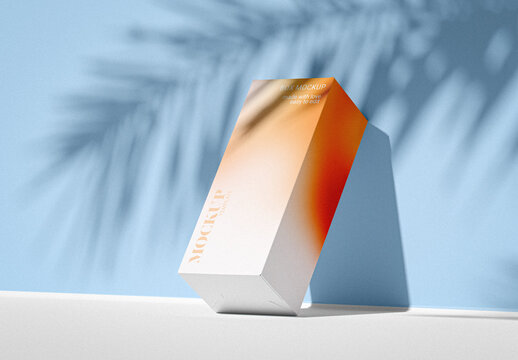 Box Leaning Against Wall Mockup