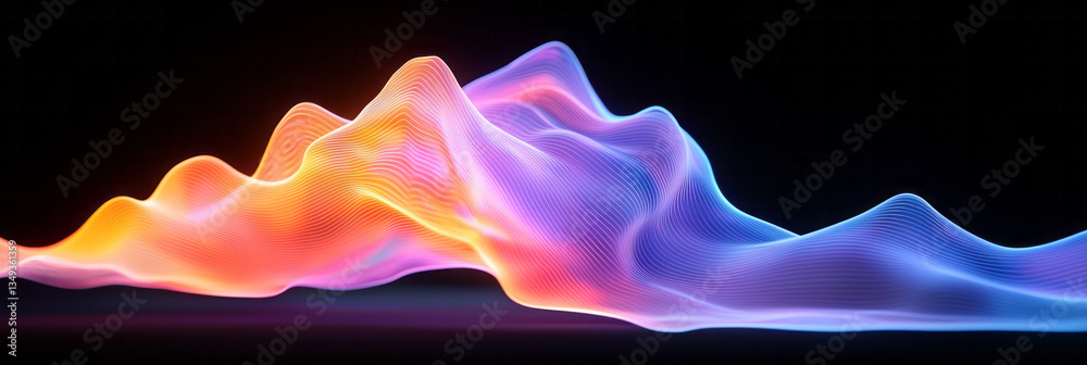Poster A hypnotic digital artwork featuring thin, glowing lines that ripple and pulse like an abstract