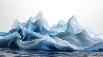 Fototapeta premium Abstract waves in shades of blue create a serene landscape
