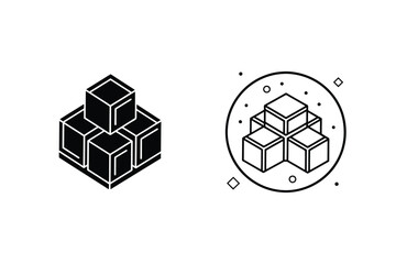 Isometric Cube Stack, Block Design, Geometric Shapes, Abstract Art, Minimalist Logo