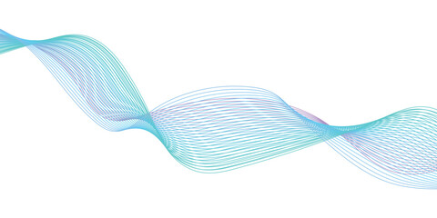 Abstract blue smooth wave on a white background. Dynamic sound wave. Design element. Vector illustration.