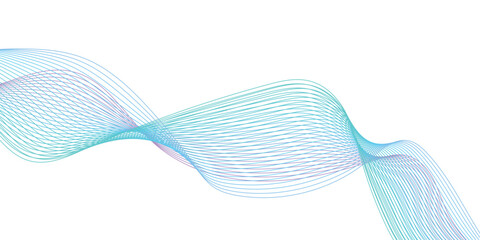 Abstract blue smooth wave on a white background. Dynamic sound wave. Design element. Vector illustration.