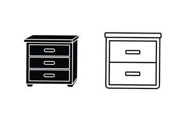 Two Drawer Chest Icons Black, White, Furniture, Storage, Design