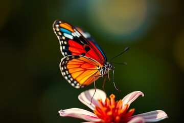Delicate Butterfly Gracefully Resting on a Vibrant Flower, Showcasing Intricate Wing Patterns, Soft Colors, and the Beauty of Nature in a Serene Setting