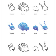 set of funny animals