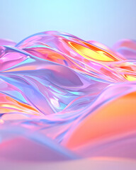 Fototapeta premium A surreal dreamscape built entirely from interlocking transparent polygons, reflecting delicate