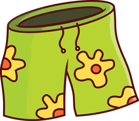 Green Shorts Vector Illustration Icon. Flat Cartoon Style
