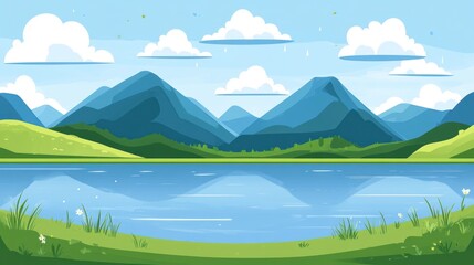 Naklejka premium Scenic mountain lake landscape