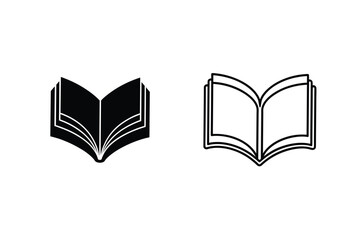 Open Book Icons Solid, Outline, Reading, Knowledge, Library