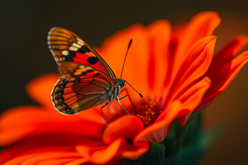 Delicate Butterfly Gracefully Resting on a Vibrant Flower, Showcasing Intricate Wing Patterns, Soft Colors, and the Beauty of Nature in a Serene Setting